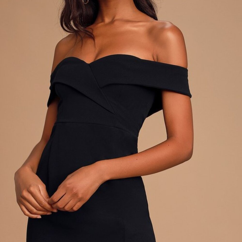 Lulus Song Of Love Black Off-the-shoulder Maxi Dress - Size L